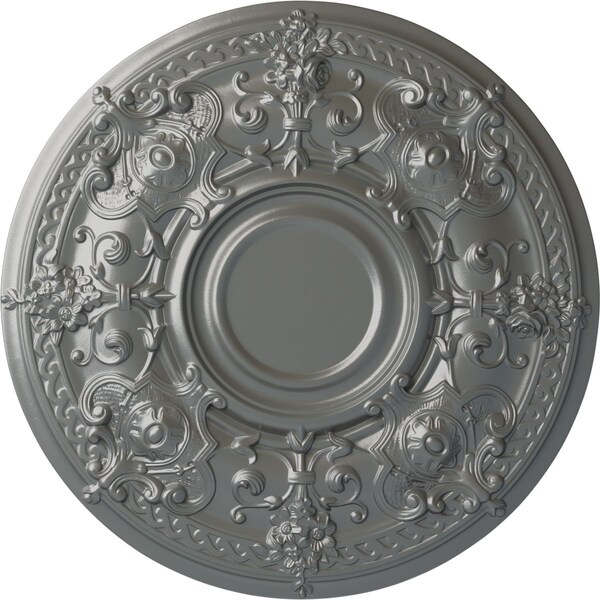 Ekena Millwork Oslo Ceiling Medallion (Fits Canopies up to 10 1/2"), Hand-Painted Silver, 28 1/8"OD x 1 3/4"P CM28OSSLS - main
